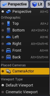 Figura: Perspective > Camera Actor.