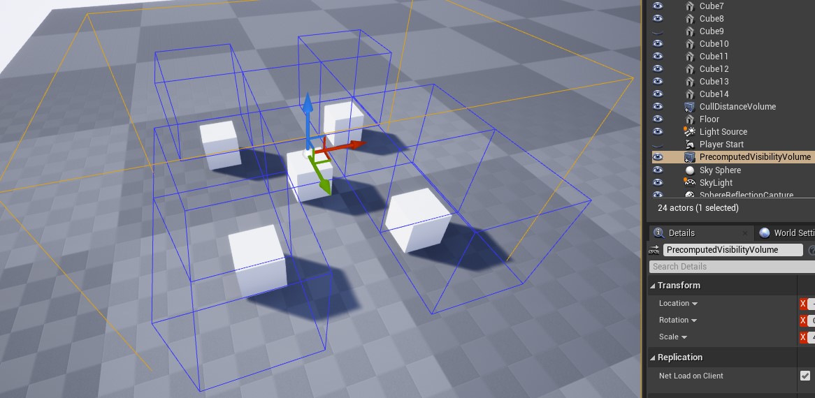 Figura: Precomputed Visibility Cells, em azul as células.