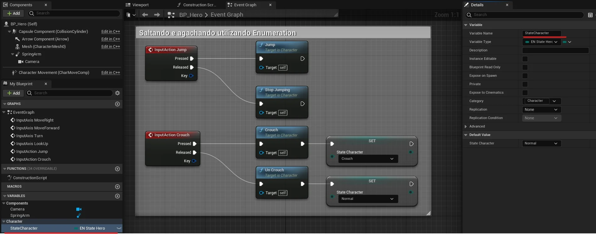 Figura: Atualizando o estado do jogador utilizando Enumeration.