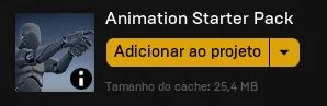 Figura: Adicionando o pacote Animation Starter Pack.