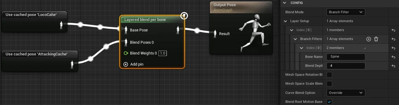 Figura: Unreal Engine - Animação - Layered Blend per bone.