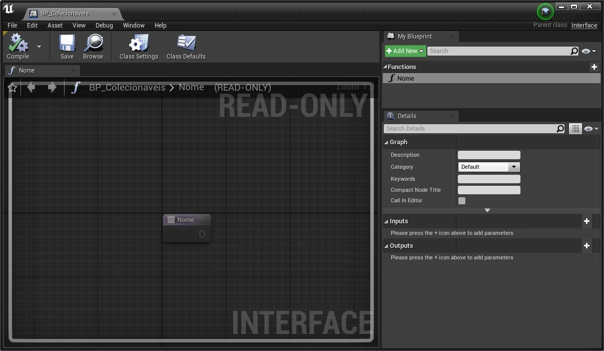 Figura: Editor da function interface.