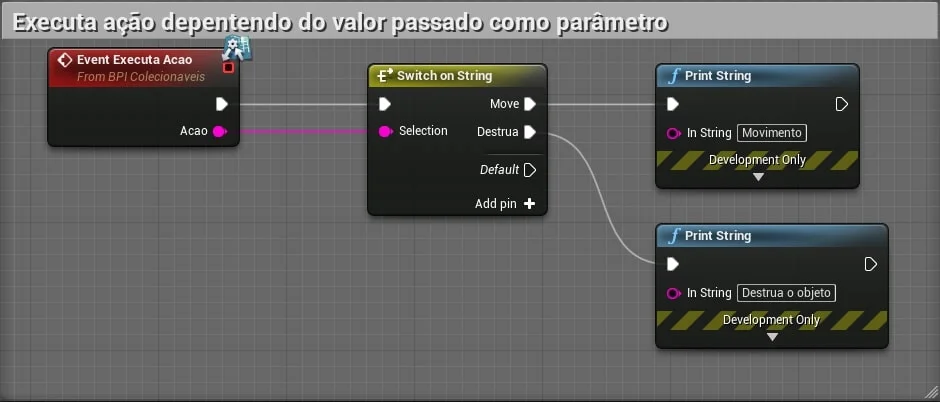 Figura: Blueprint - Dentro do objeto podemos chamar o evento para chamar a Interface.