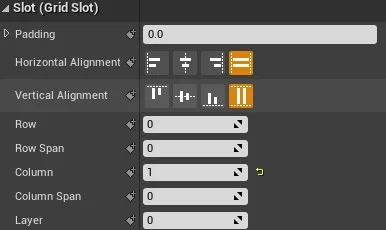 Figura: Widget Grid Panel Row Col UMG.