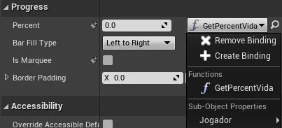 Figura: Blueprint - Widget HUD Progress Bar Bind.