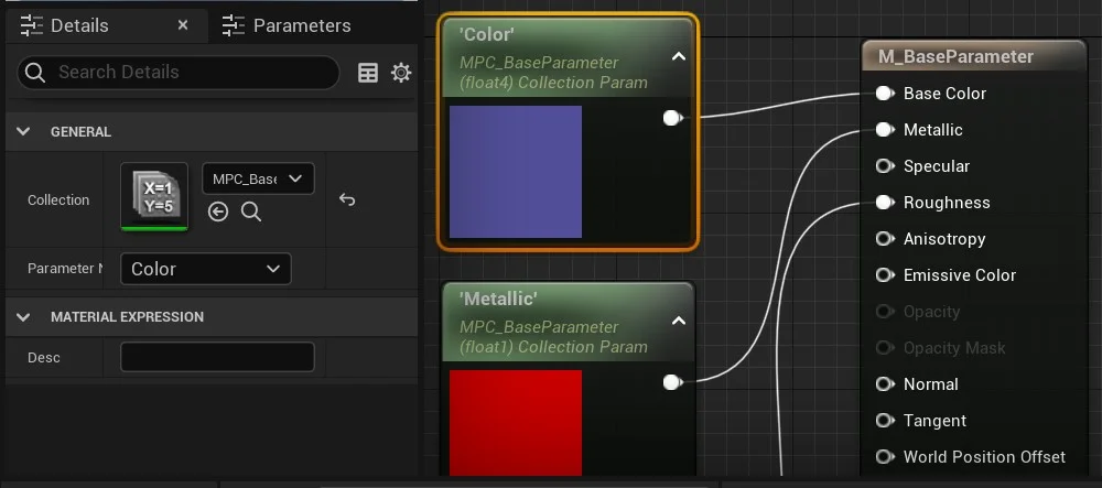 Figura: Material - Collection Parameter.