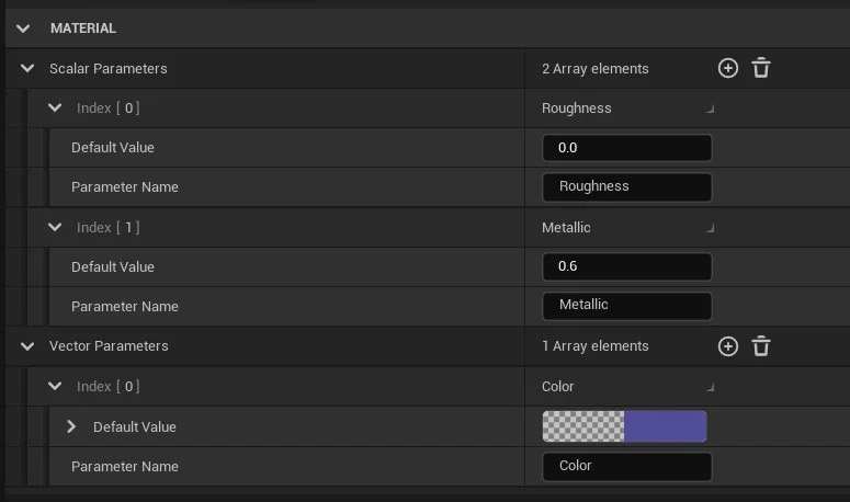 Figura: Material - Editor de Parameter Collection.