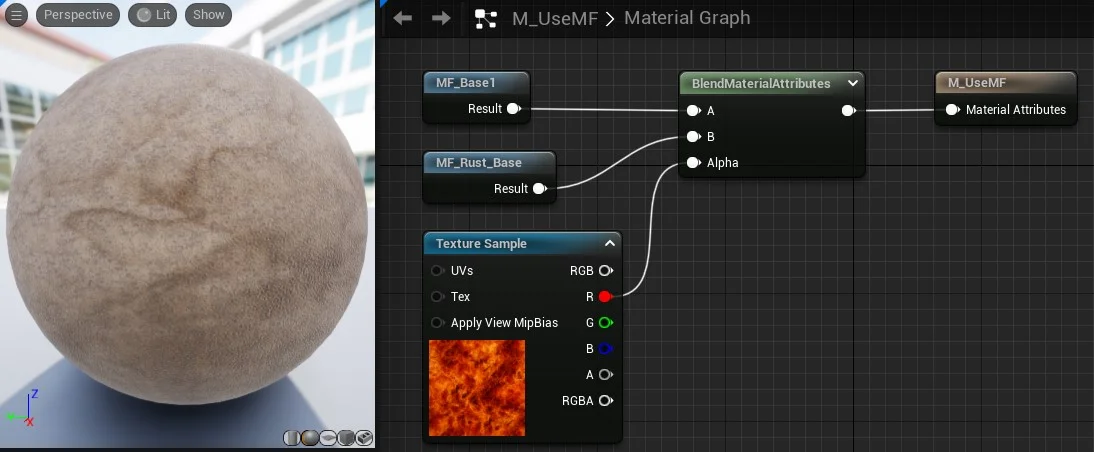 Figura: Material Function BlendMaterialAttribute.