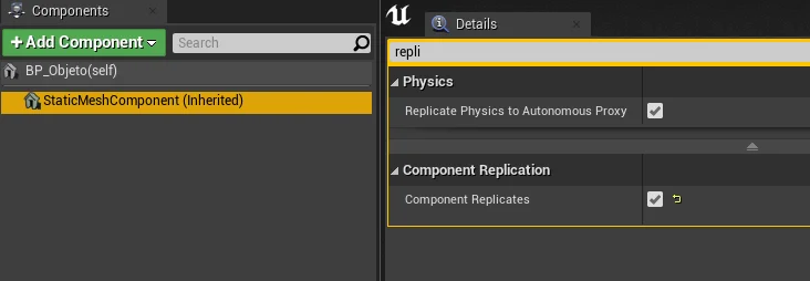 Figura: Multiplayer, Component Replication.