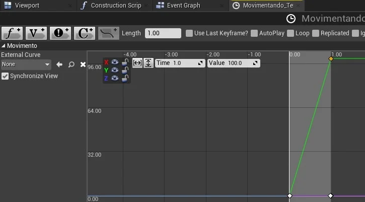 Figura: Exemplo de movimentação com vector somente com o eixo Y.